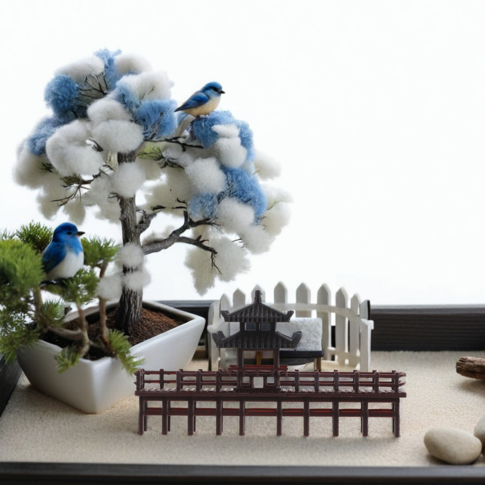 Bonsai Garden Landscape Design - Ornement de pont de pavillon chinois